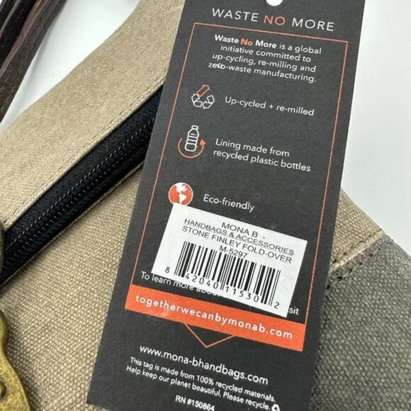 NWT Finley Stone Up-Cycled Fold-Over Crossbody by Mona B, M-5297 - Picture 4 of 4